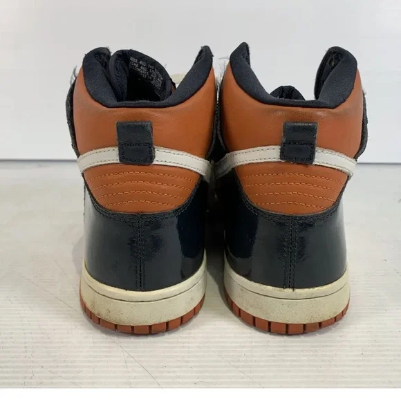 Nike Mens Dunk High Sneakers Mesa Orange Navy Leather 305281  display picture 2